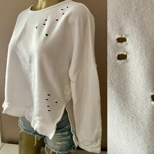 FOREVER 21 Distressed Slouchy Sweatshirt Size Large